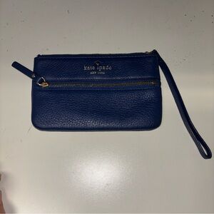 Kate Spade Cobble Hill Bee Pebbled Leather Wristlet Dark Blue